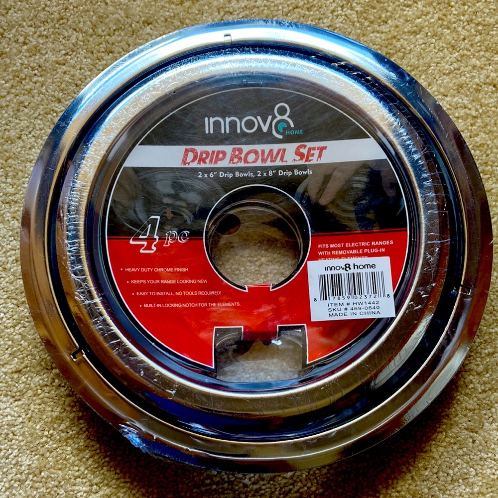 Drop bowl set for electric ranges with removable plug-in heating elements.